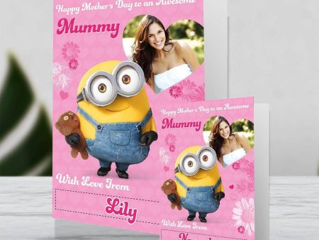 Despicable Me Minions Giant Personalised Photo & Name  Awesome Mummy  Mother s Day Card Supply