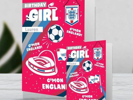 England FA Giant Personalised Girls Birthday Card Online