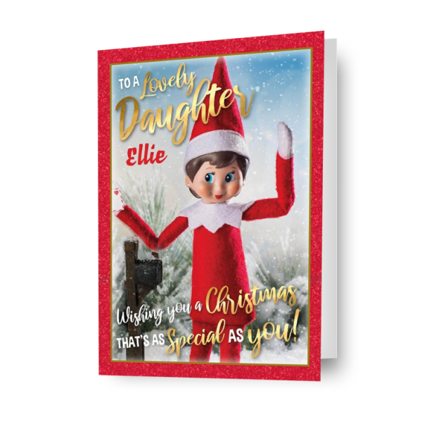 Elf On The Shelf Personalised  Daughter  Christmas Card Online now