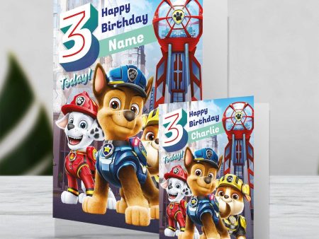 Paw Patrol Movie Giant Personalised Age 3 Birthday Card on Sale