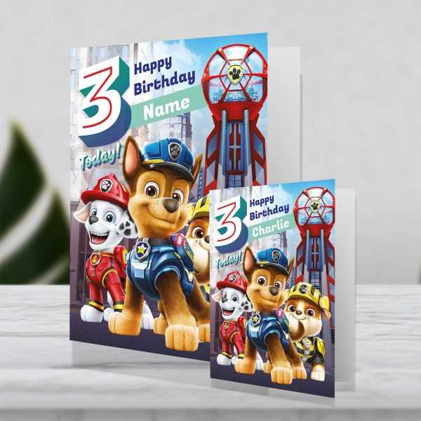 Paw Patrol Movie Giant Personalised Age 3 Birthday Card on Sale