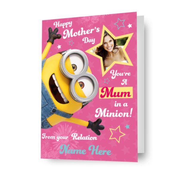 Despicable Me Minions Personalised  Mum In A Minion  Mother s Day Photo Card Fashion