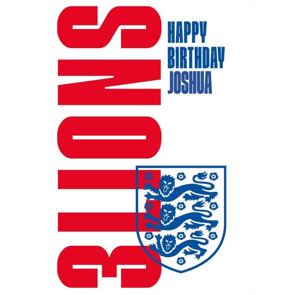 England FA Personalised  3 Lions  Birthday Card Sale