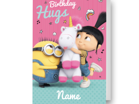 Despicable Me Minions  Birthday Hugs  Any Name Card For Cheap