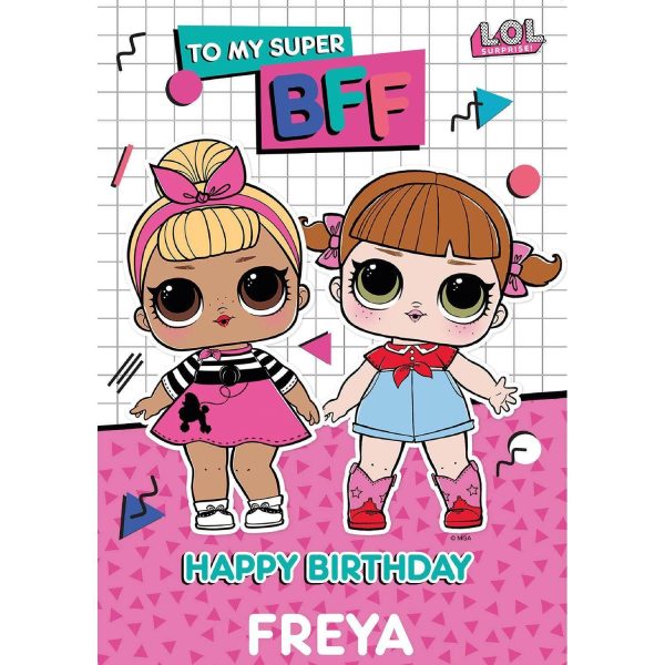 LOL Surprise BFF Personalised Name Birthday Card For Cheap