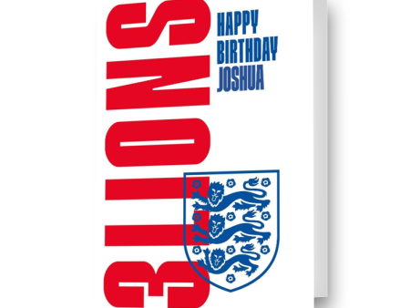 England FA Personalised  3 Lions  Birthday Card Sale