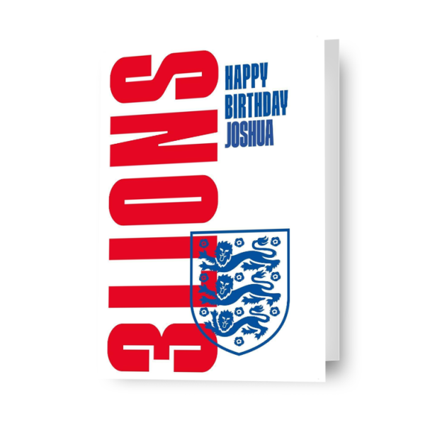 England FA Personalised  3 Lions  Birthday Card Sale