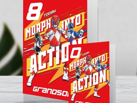 Power Rangers Giant Personalised Birthday Card Cheap