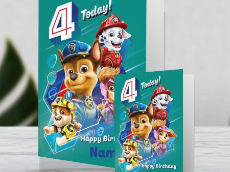 Paw Patrol Giant Personalised Age 4 Birthday Card on Sale