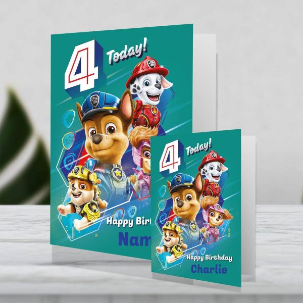 Paw Patrol Giant Personalised Age 4 Birthday Card on Sale